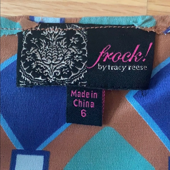 Tracy Reese Silk wrap dress 💙💚Geo print - Picture 5 of 16